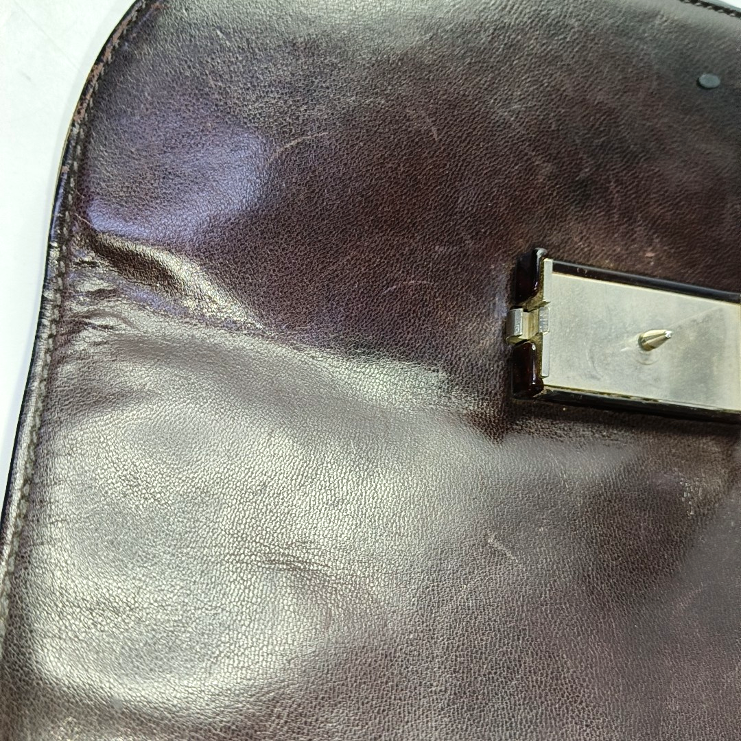 PRADA Dark Brown Leather Handbag Brown Hardware-(SKU)-954064287
