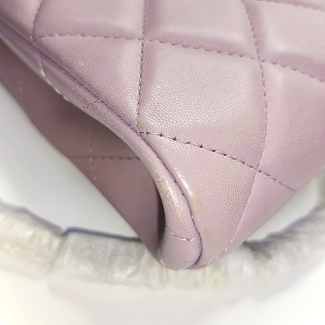 CHANEL CLASSIC FLAP Light Purple Lamb Leather Quilted Shoulder Bag with Removable Strap-(SKU)-968118036