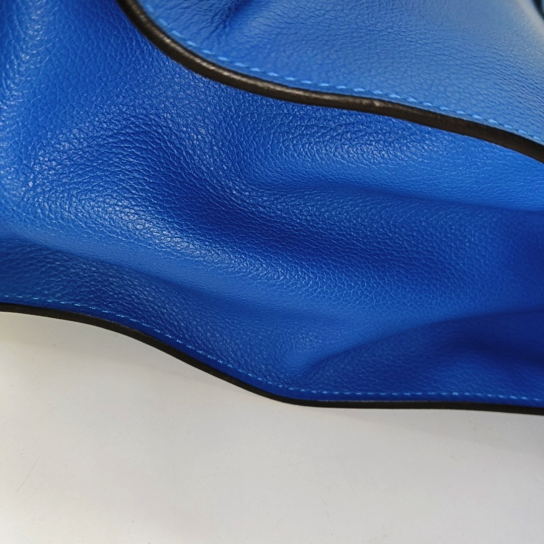 HERMÈS Etribelt Tanzanian Blue Evercolor Leather Tote Bag Silver Hardware 🅀 Stamp-(SKU)-931664662