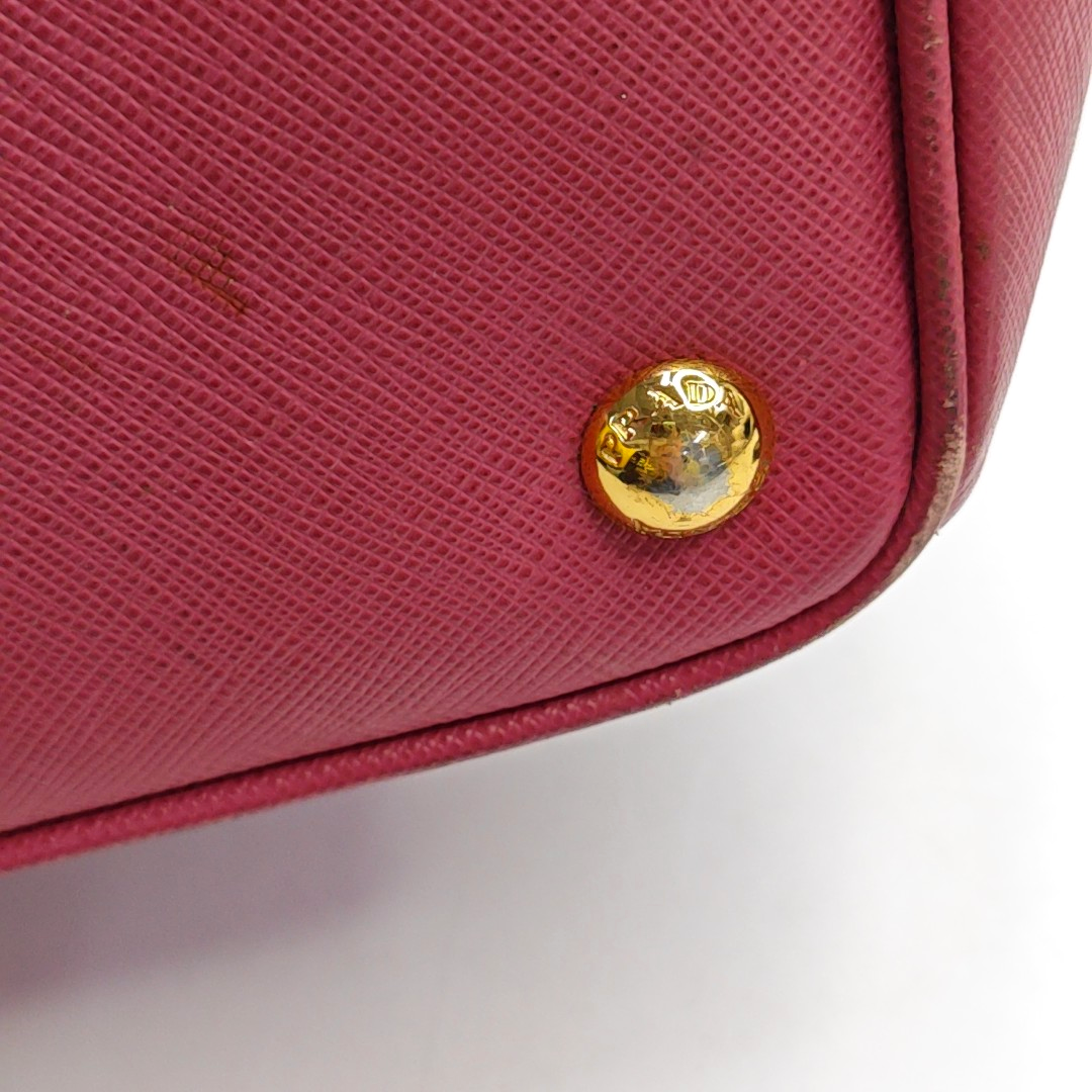 PRADA Galleria Extra Large Pink Cow Leather Logo Crosshatch Killer Bag Handbag Shoulder Bag Crossbody Golden hardware-(SKU)-946380877