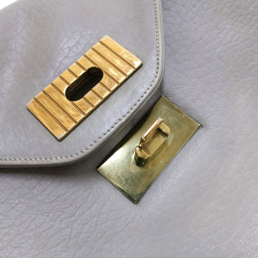 Chloé Sally Medium size Grey Leather Single Shoulder Bag Golden hardware-(SKU)-958155773