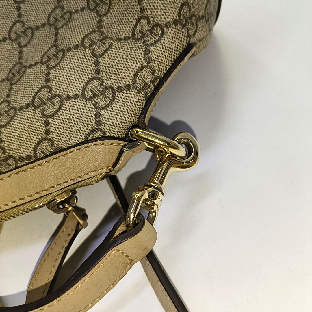 GUCCI GG Supreme Khaki Coated Canvas Monogrammed Single Shoulder Bag Tote Golden hardware Removable shoulder strap-(SKU)-944985050