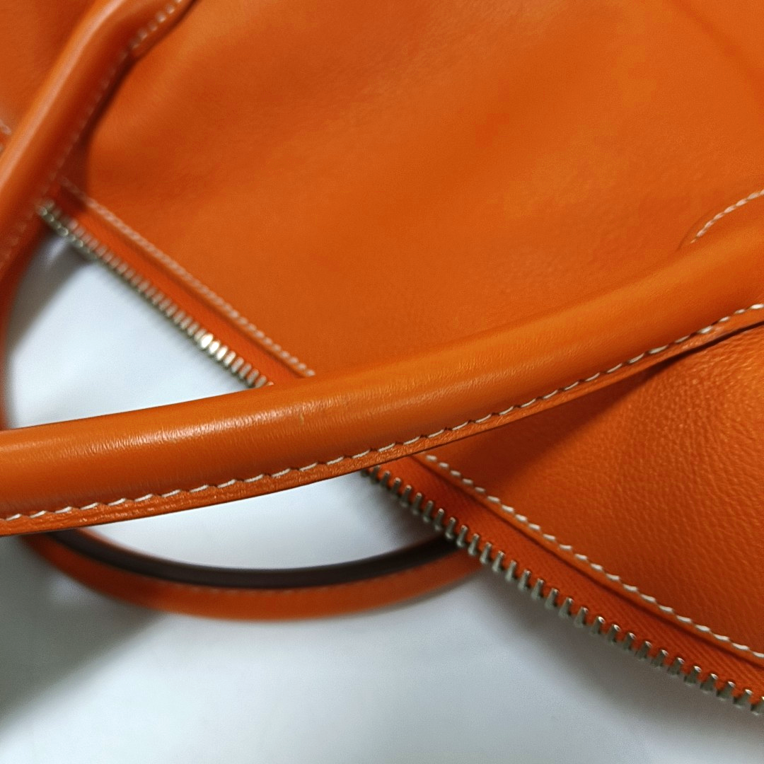 HERMÈS Voyage Polochon Orange Evercolor Calfskin Handbag Golden Hardware 🄽-(SKU)-943397886