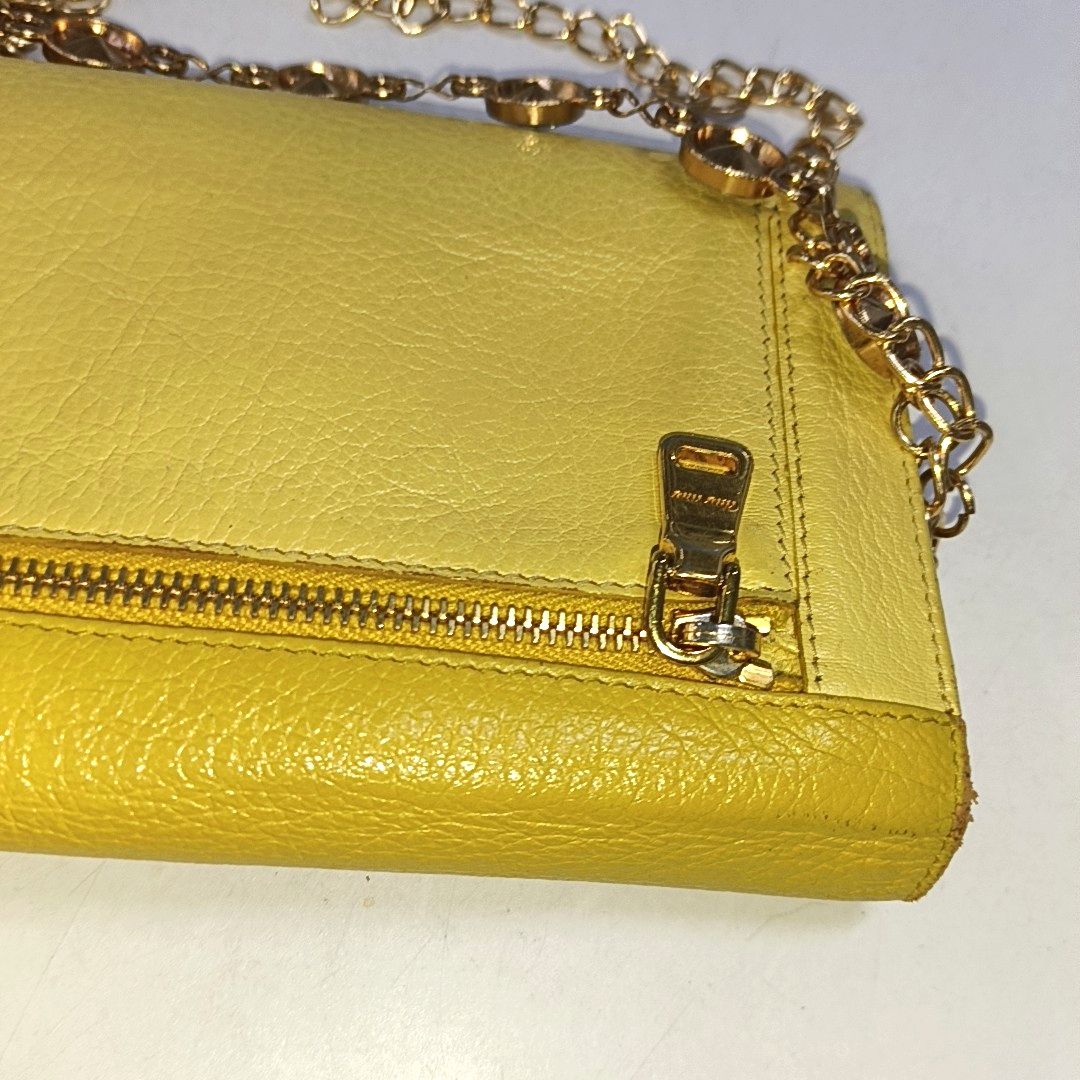 Miu Miu Love Yellow Cowhide Wallet Golden hardware-(SKU)-941953467
