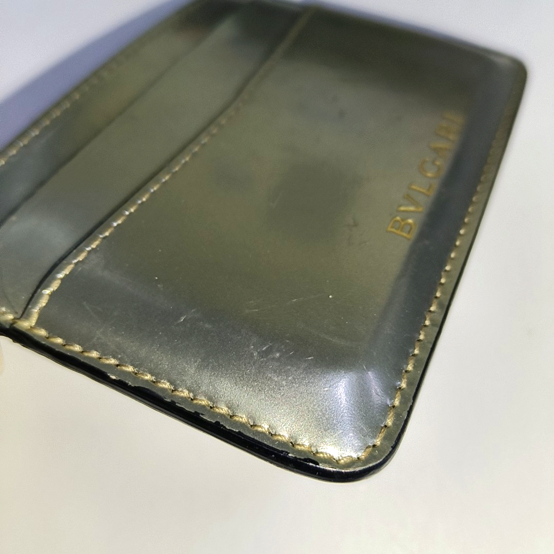 BVLGARI SERPENTI FOREVER Gray Cowhide Snake Head Card Case Golden hardware-(SKU)-935538588