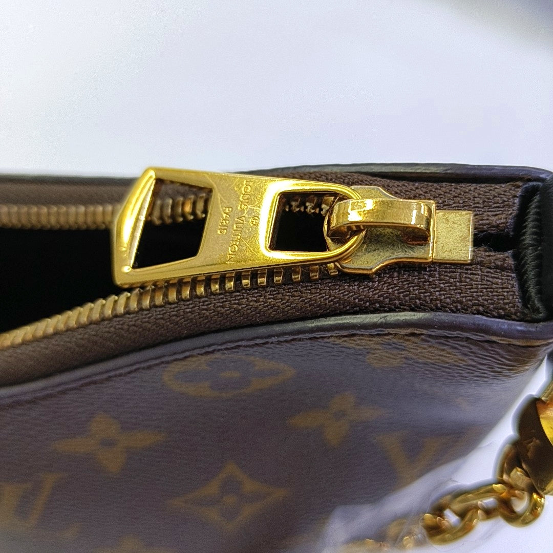 LOUIS VUITTON BOULOGNE Brown Coated Canvas Monogram Horn Bag Shoulder Bag Tote Bag Crossbody Bag with Gold Hardware and 2 Detachable Shoulder Straps-(SKU)-969000180