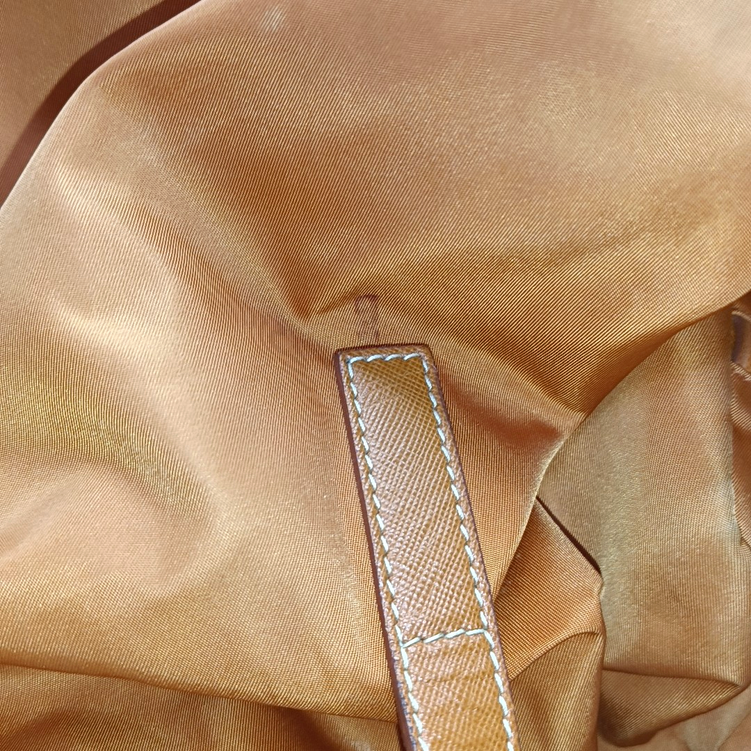 PRADA Tote bag Orange Nylon Logo Crossbody Bag Handbag Single Shoulder Bag Golden hardware Removable shoulder strap-(SKU)-955823365