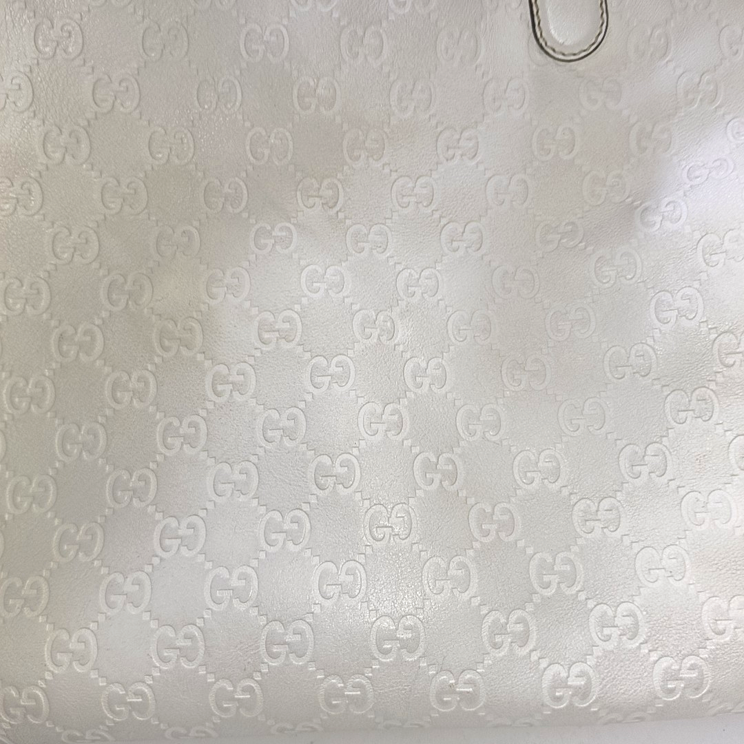 GUCCI Tote bag Beige leather old flower embossed single shoulder bag, crossbody bag Silver Hardware-(SKU)-942708264