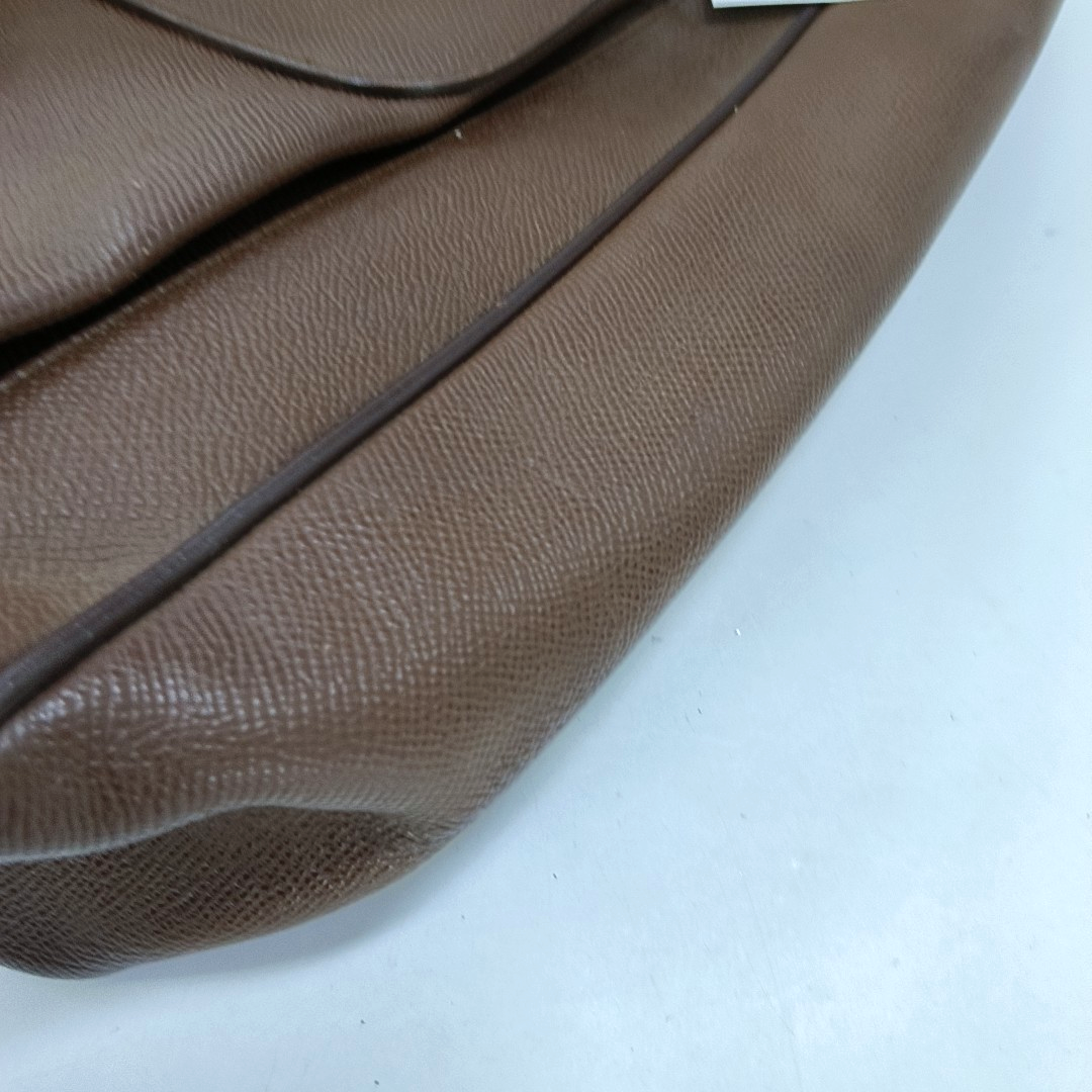 BVLGARI LOGO MANIA Brown Leather Circle Single Shoulder Bag Silver Hardware-(SKU)-947607333