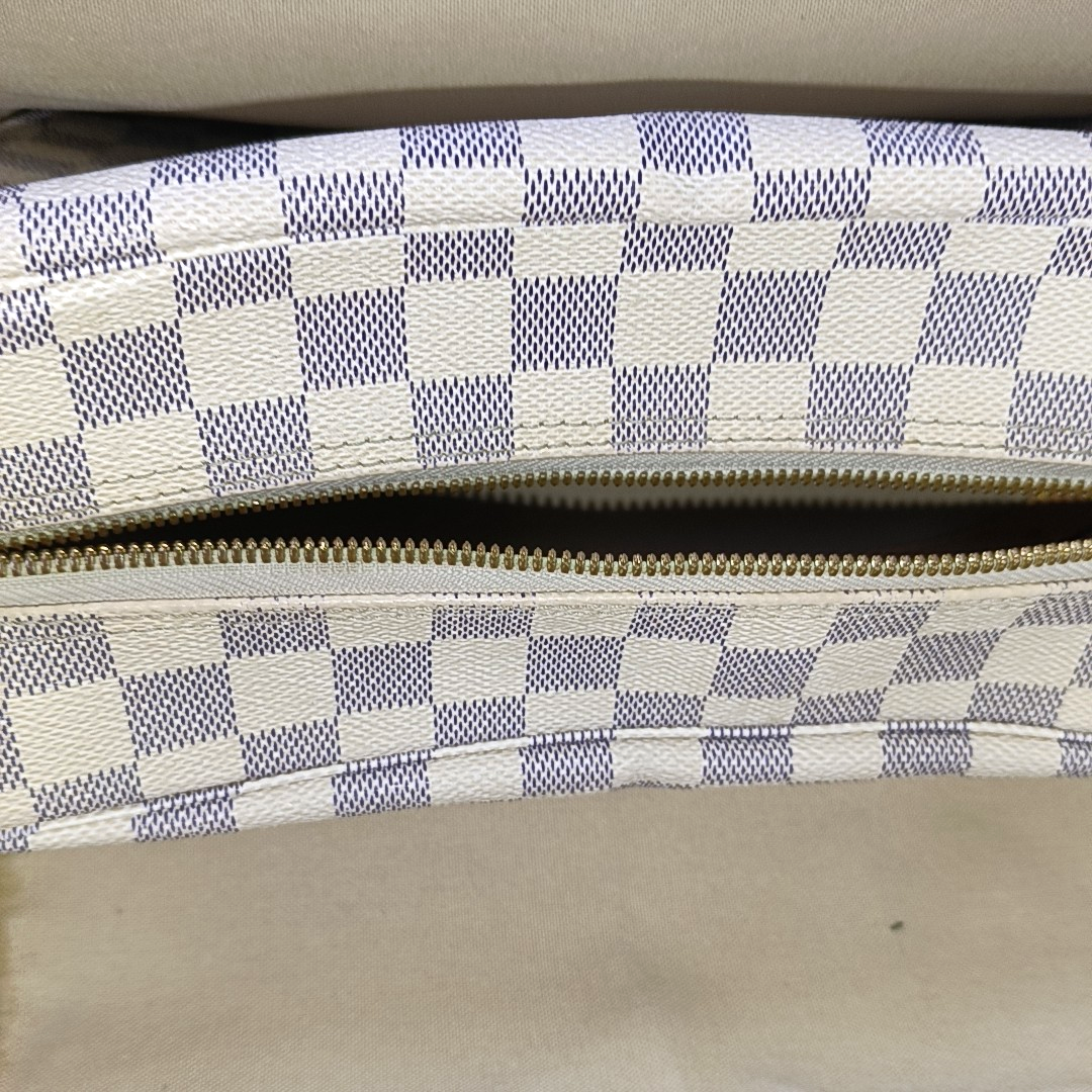 LOUIS VUITTON NAVIGLIO White Coated Canvas Chessboard Plaid Single Shoulder Bag Tote Crossbody Golden hardware-(SKU)-946272112