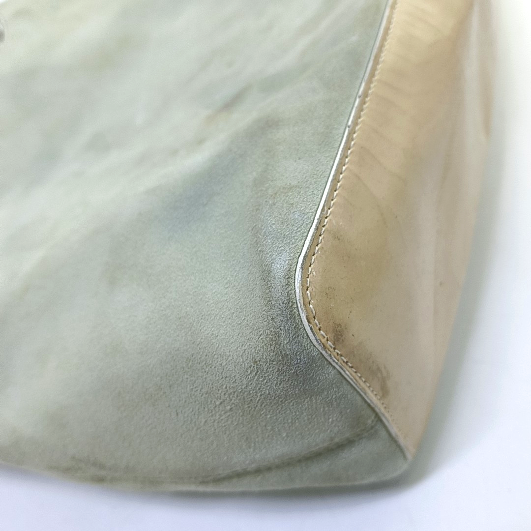CELINE Light Gray Suede Tote Handbag Silver Hardware-(SKU)-943652504
