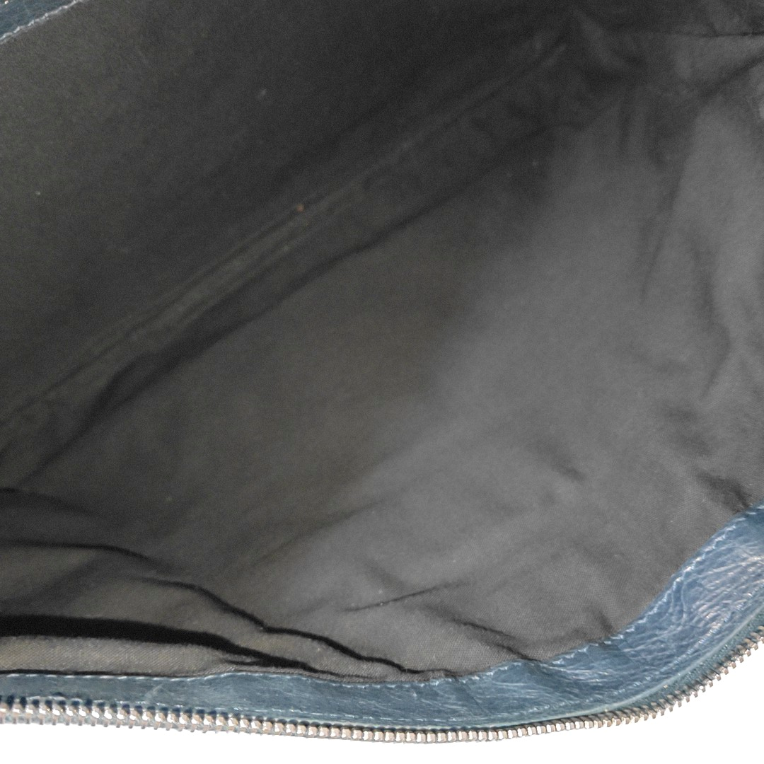 BALENCIAGA Classic City Medium size Dark Blue Lamb Skin Biker Bag Handbag Silver Hardware-(SKU)-937439194