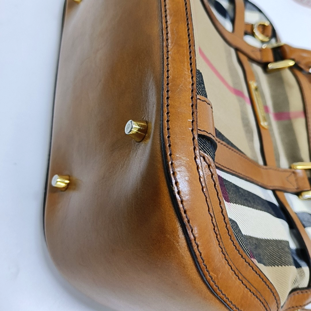 BURBERRY Sartorial Orchard Brown Canvas Handbag Crossbody Bag Single Shoulder Bag Golden hardware-(SKU)-958155782