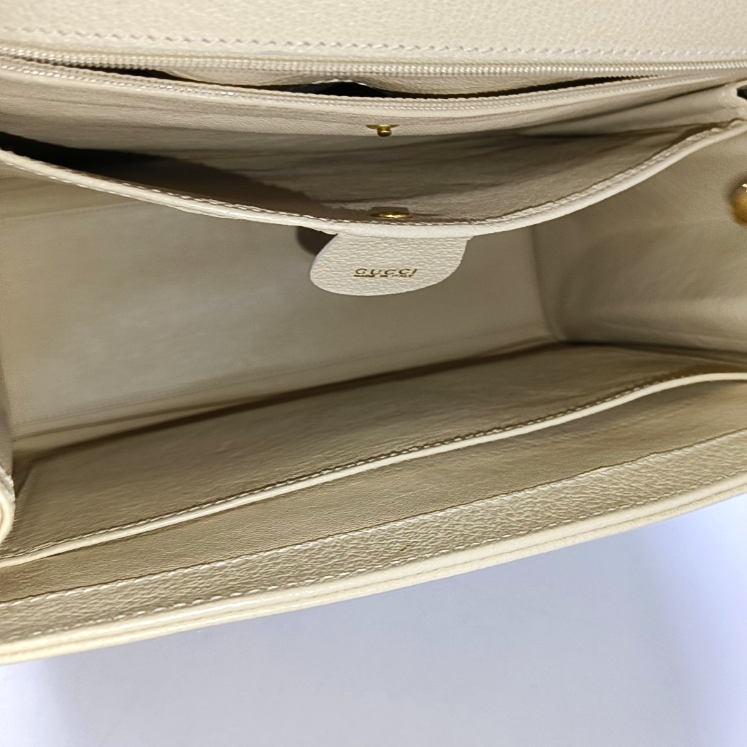 GUCCI Vintage Kelly Beige Leather Single Shoulder Bag Handbag Golden hardware Removable shoulder strap-(SKU)-951806628