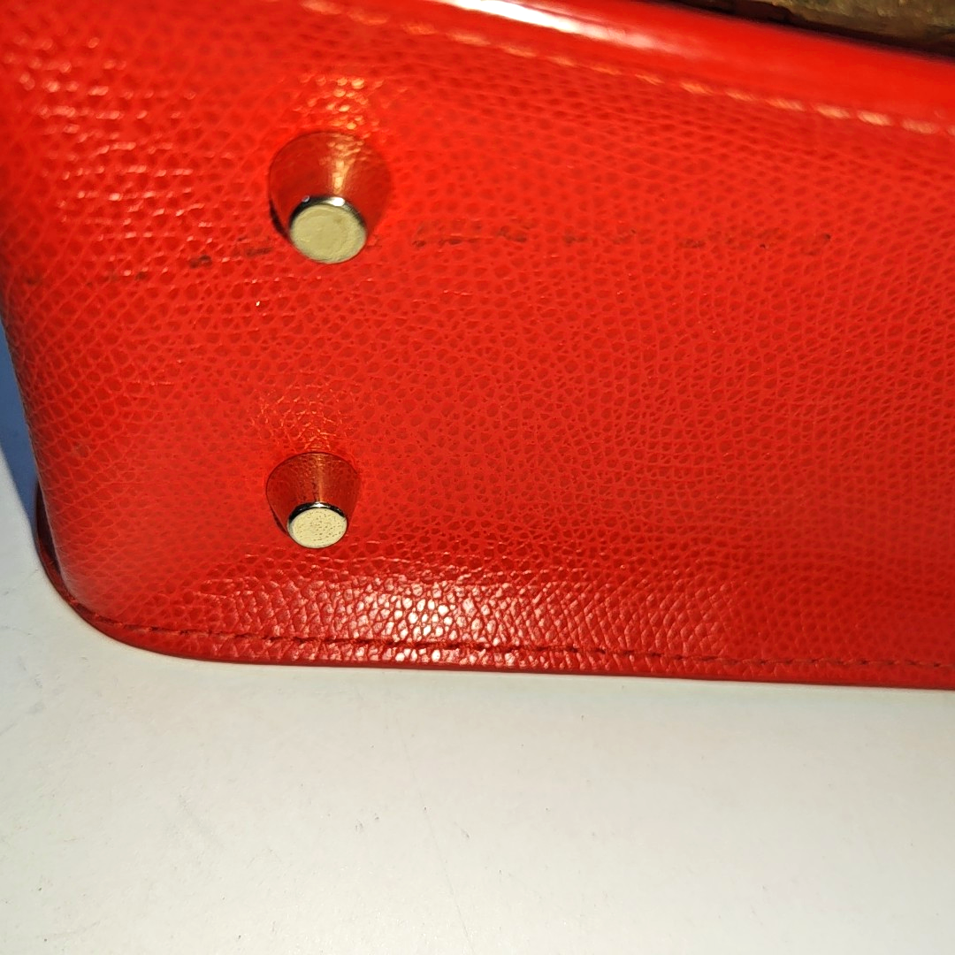 FURLA Red Leather Rivets Shoulder Bag Crossbody Bag Golden hardware-(SKU)-940159731