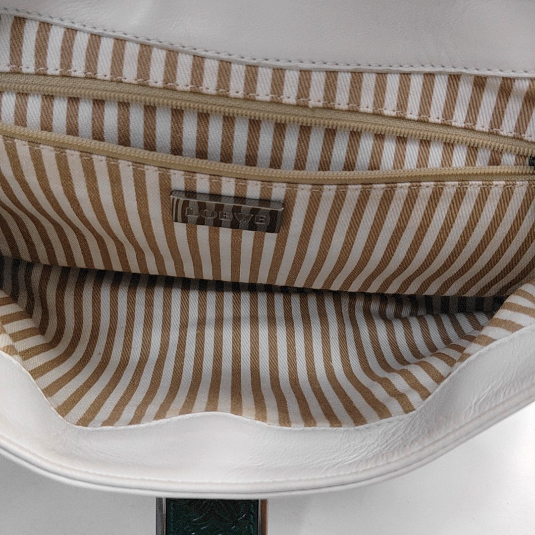 LOEWE White Leather Single Shoulder Bag Handbag Silver Hardware Removable shoulder strap-(SKU)-957821052