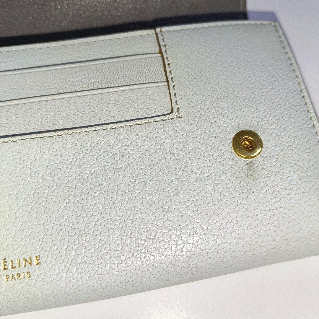 CELINE Light Blue Calfskin Wallet Golden hardware-(SKU)-940440188