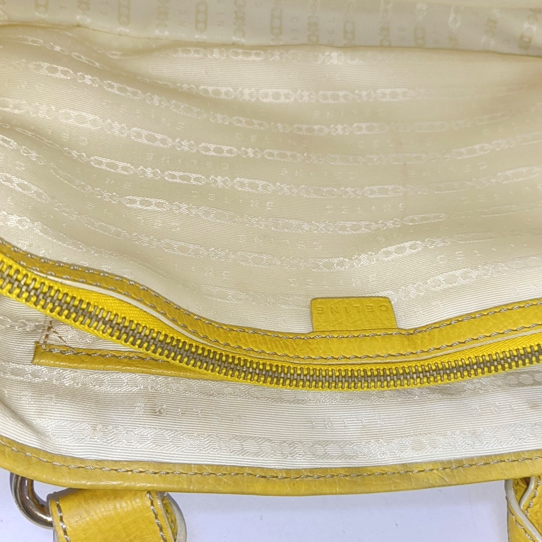 CELINE BOOGIE Yellow Canvas Tote Bag Silver Hardware-(SKU)-952465715