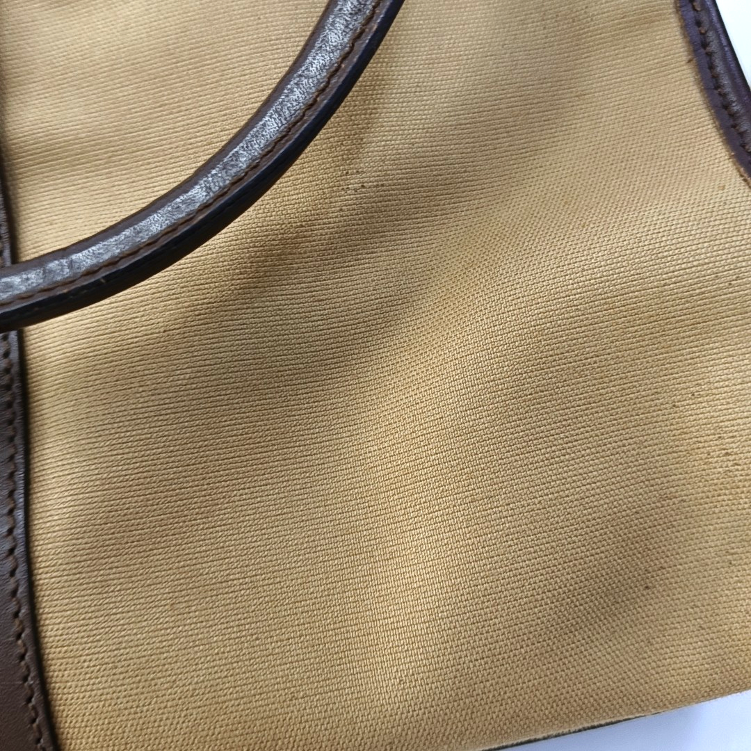GUCCI Bardot Brown Canvas Handbag Silver Hardware-(SKU)-956549892