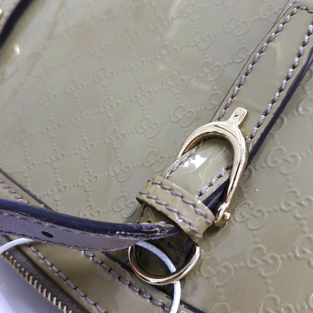 GUCCI Ligne Shima Mustard Yellow Patent Leather Single Shoulder Bag Crossbody Handbag Golden hardware Removable shoulder strap-(SKU)-13486443
