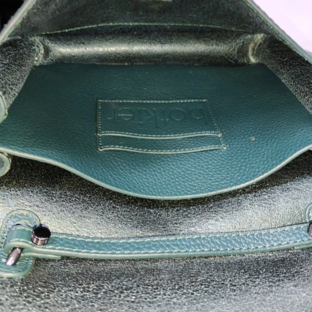 Botkier Dark Green Leather Single Shoulder Bag Handbag Crossbody Silver Hardware shoulder straps-(SKU)-942034338