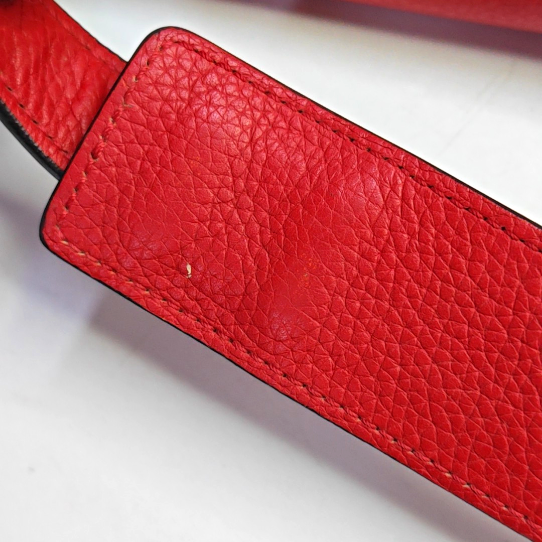 CELINE TRAPEZE Small size Red Leather Swing Bag Single Shoulder Bag Handbag Crossbody Golden hardware Removable shoulder strap-(SKU)-947188995