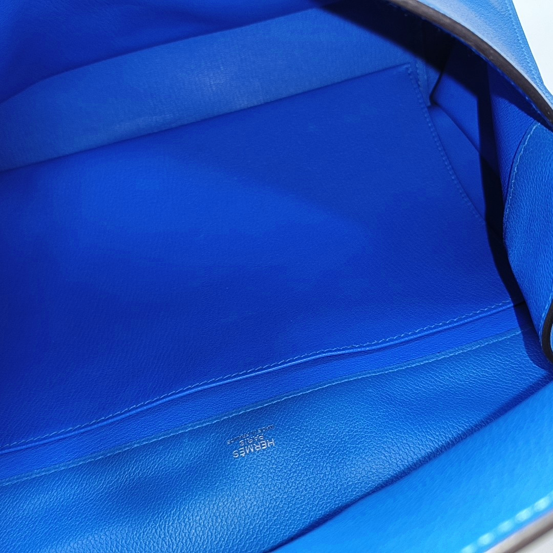 HERMÈS Etribelt Tanzanian Blue Evercolor Leather Tote Bag Silver Hardware 🅀 Stamp-(SKU)-931664662