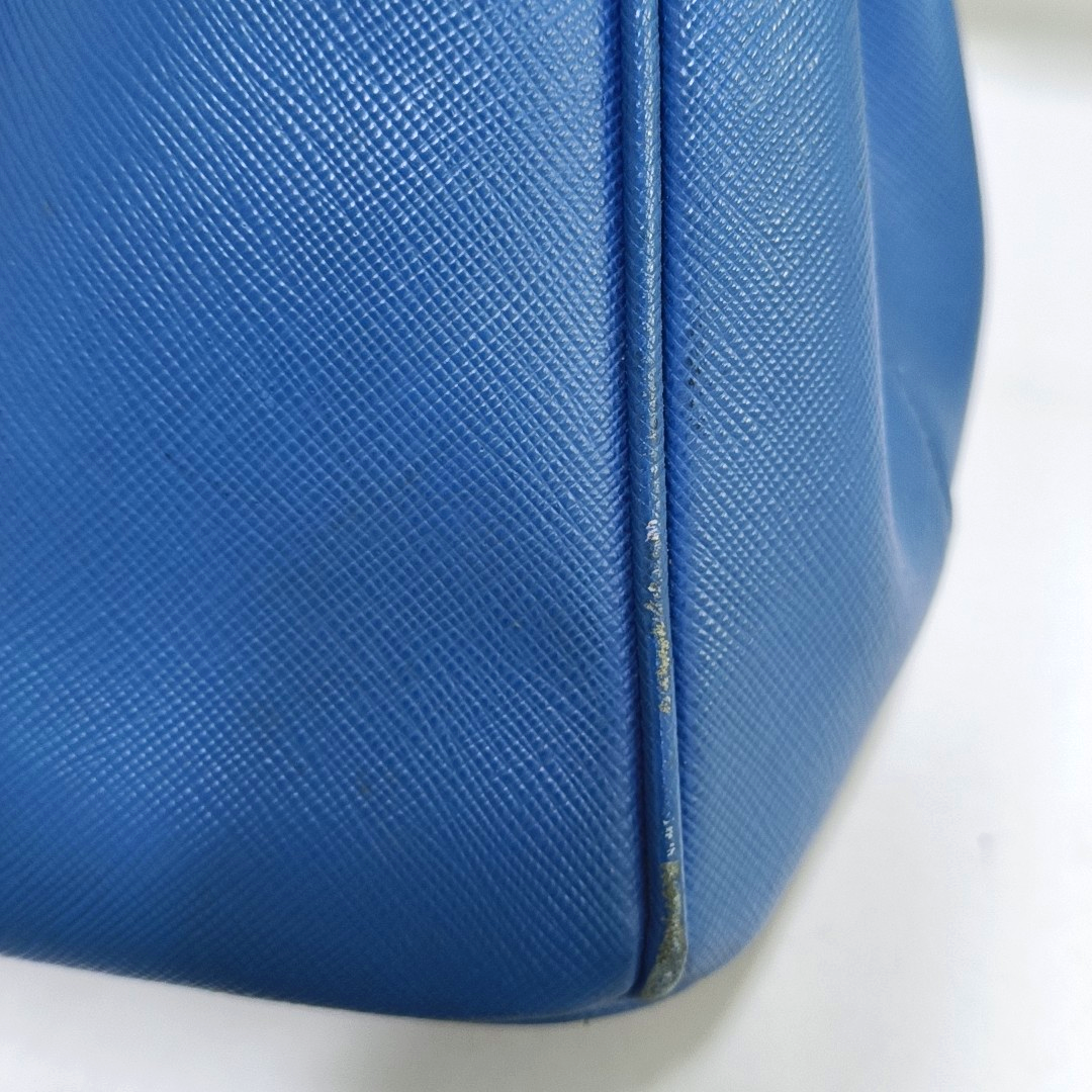 PRADA Galleria Large size Dark Blue Cowhide Logo Crosshatch Killer Bag Single Shoulder Bag Golden hardware Removable shoulder strap-(SKU)-959580601