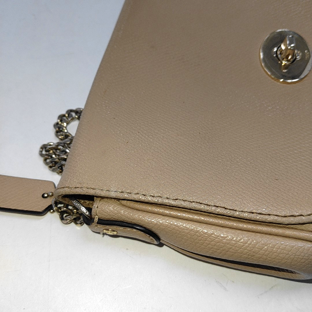 COACH Khaki Leather Single Shoulder Bag and Handbag Golden hardware-(SKU)-942795544