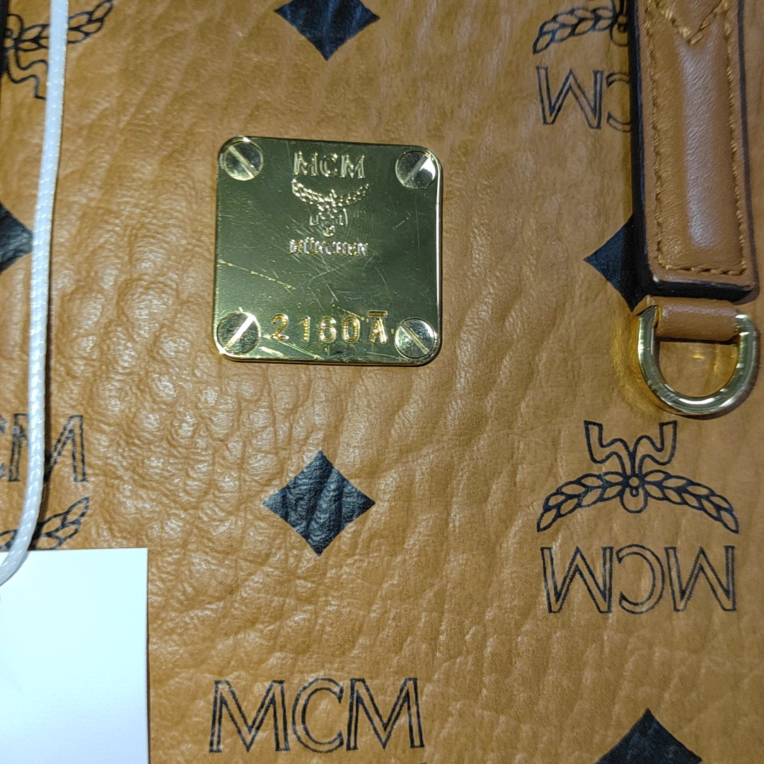 MCM KLASSIK mini Cognac Coated Canvas Monogram Single Shoulder Bag Golden hardware Removable shoulder strap-(SKU)-14432552