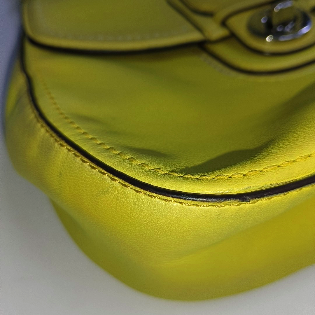 COACH WILLIS Yellow Leather Fringe Weaved Handbag Silver Hardware-(SKU)-937311657