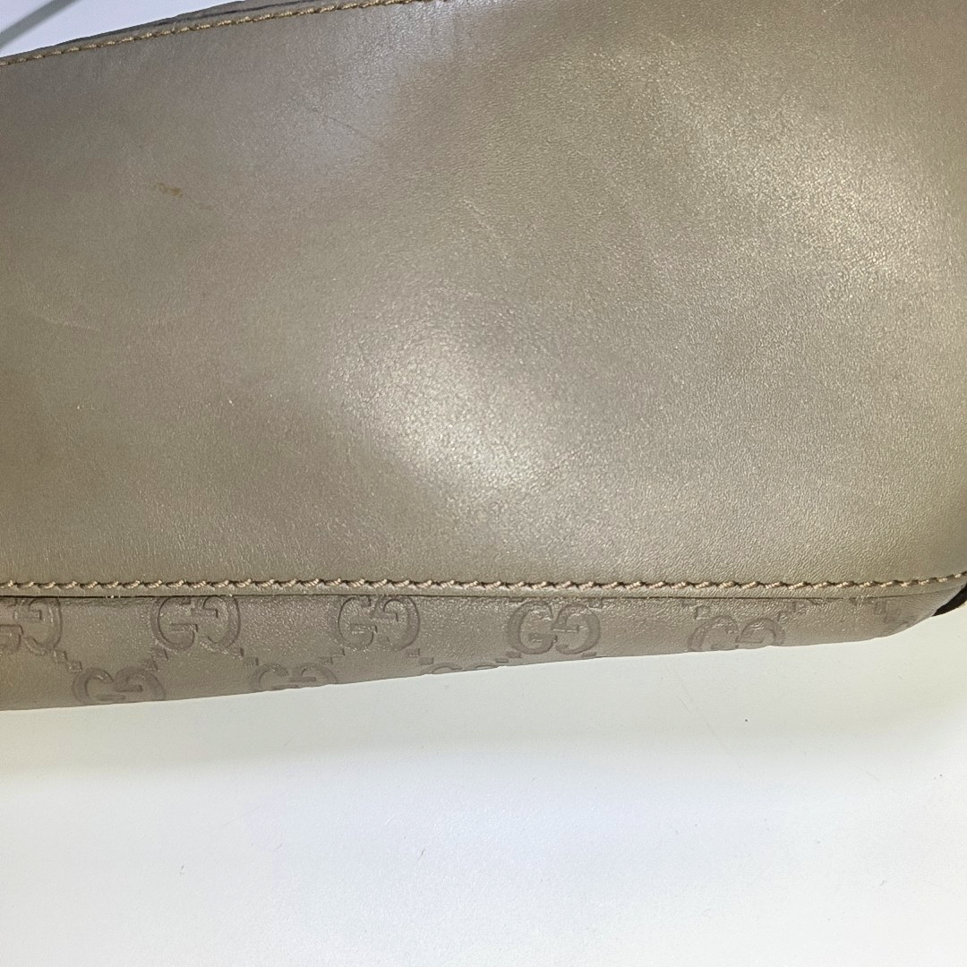 GUCCI Gray Cowhide Monogram Crumpled Single Shoulder Bag Golden hardware-(SKU)-946387965