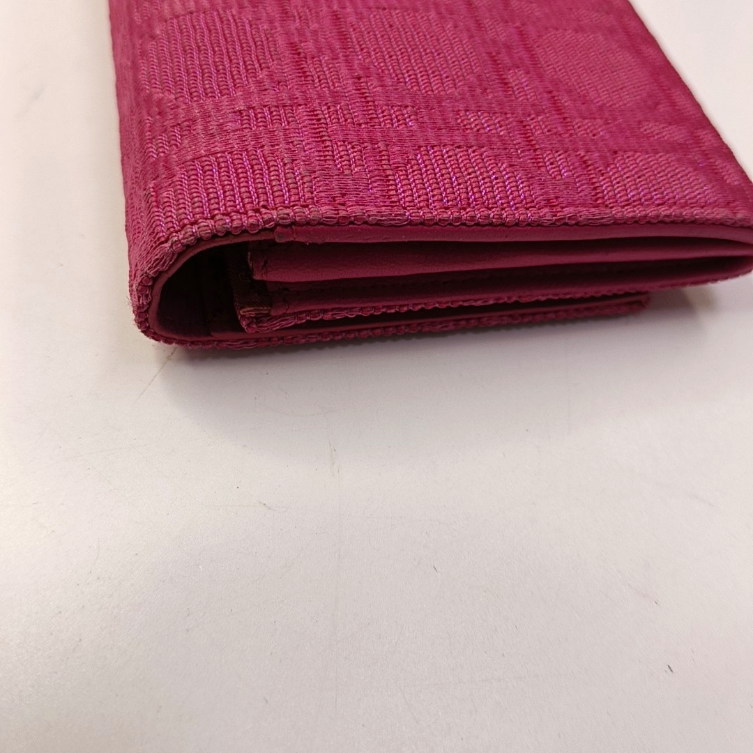 DIOR Fuchsia Fabric Wallet Golden hardware-(SKU)-959328044