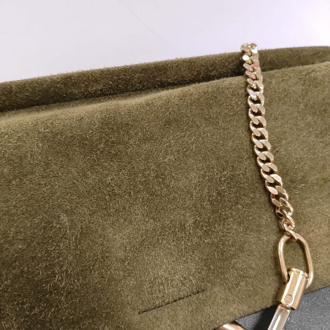 Chloé Faye Medium size Dark Green Leather Crossbody Shoulder Bag Golden hardware Removable shoulder strap-(SKU)-959719535