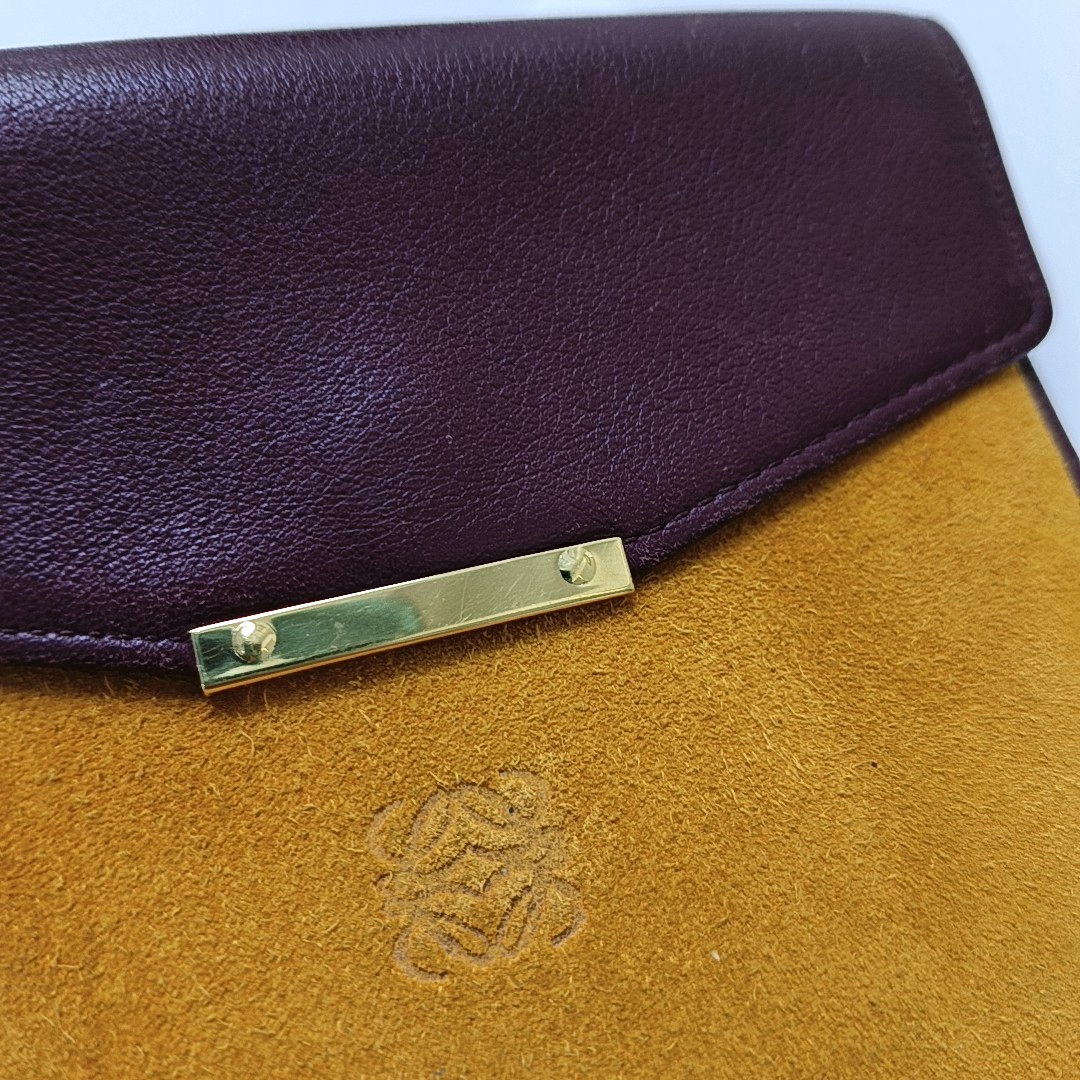 LOEWE Brown Suede Leather Wallet Golden hardware-(SKU)-952660066