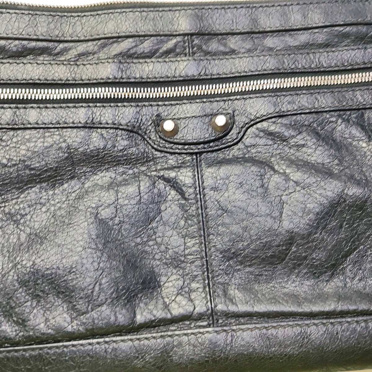 BALENCIAGA Classic City Black Lamb Skin Clutch Silver Hardware-(SKU)-935635471