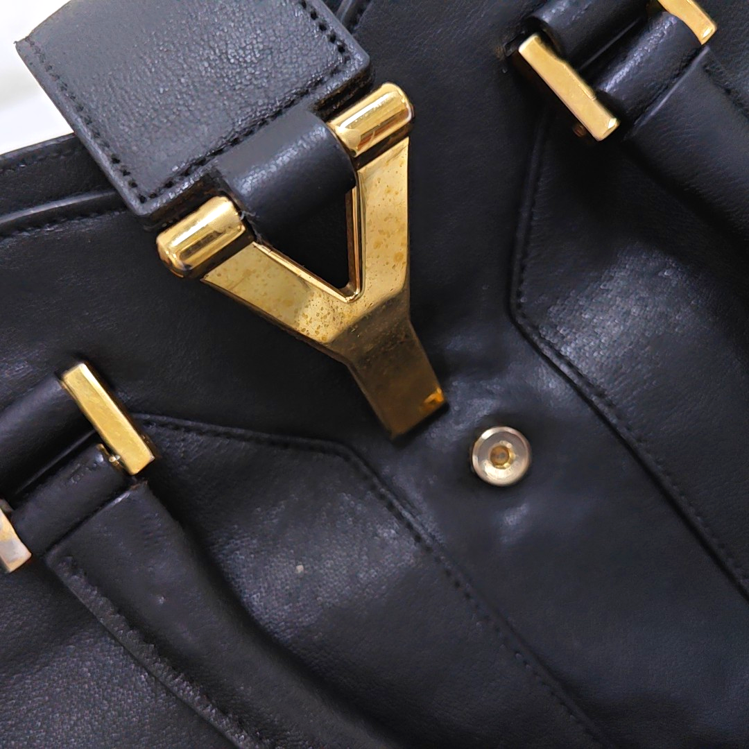 YSL CHYC Y LIGNE Small size Black cowhide tote bag Golden hardware-(SKU)-950515065
