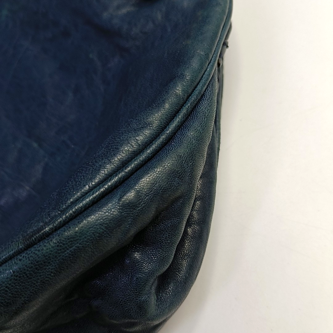 CELINE Dark blue cowhide shoulder bag Silver Hardware-(SKU)-945570761