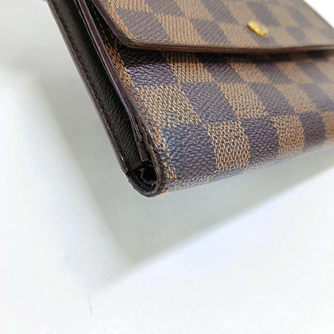 LOUIS VUITTON TRESOR Brown Coated Canvas Checkered Wallet Golden hardware-(SKU)-960314617