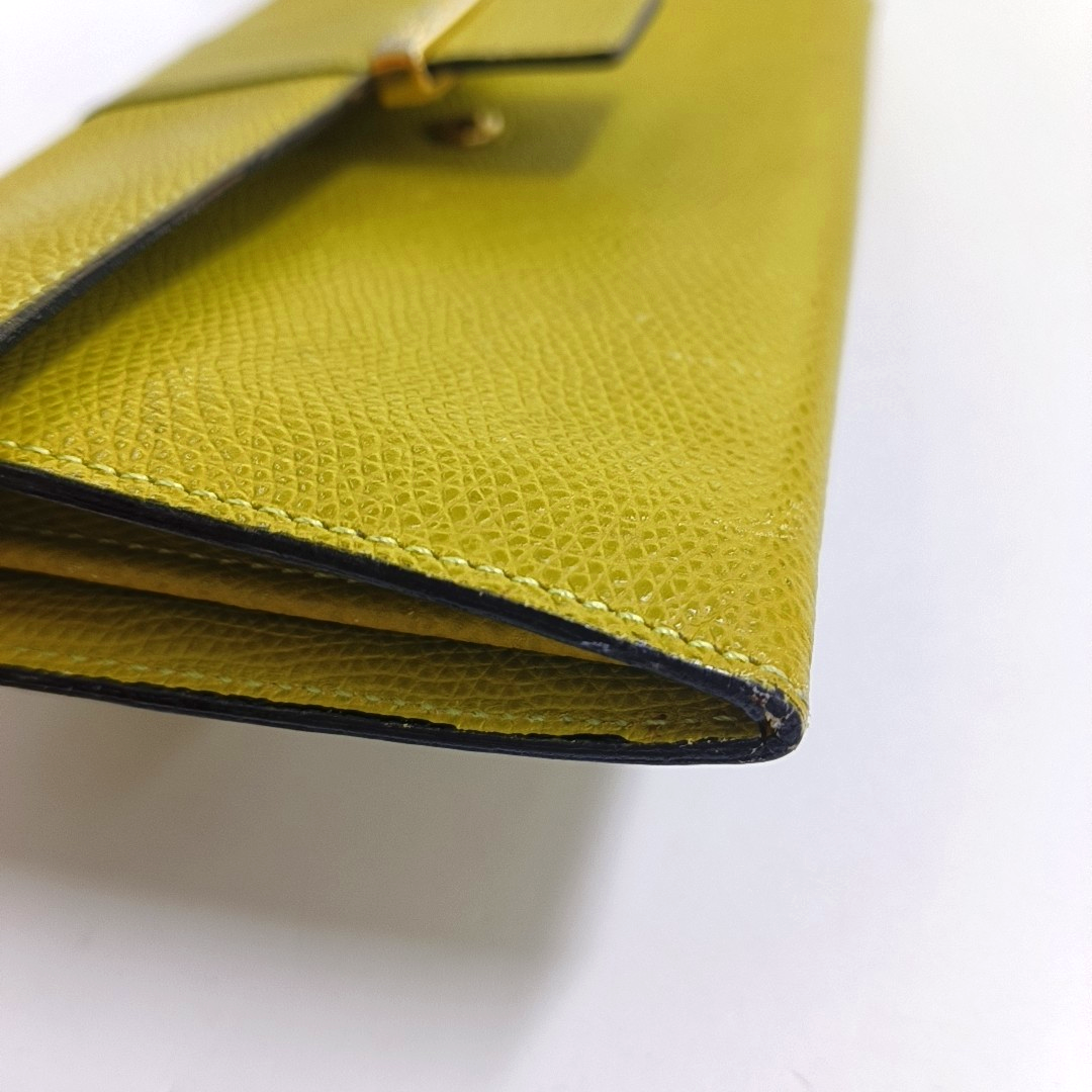 CELINE Yellow Cow Leather Embossed Wallet Golden hardware-(SKU)-944838717