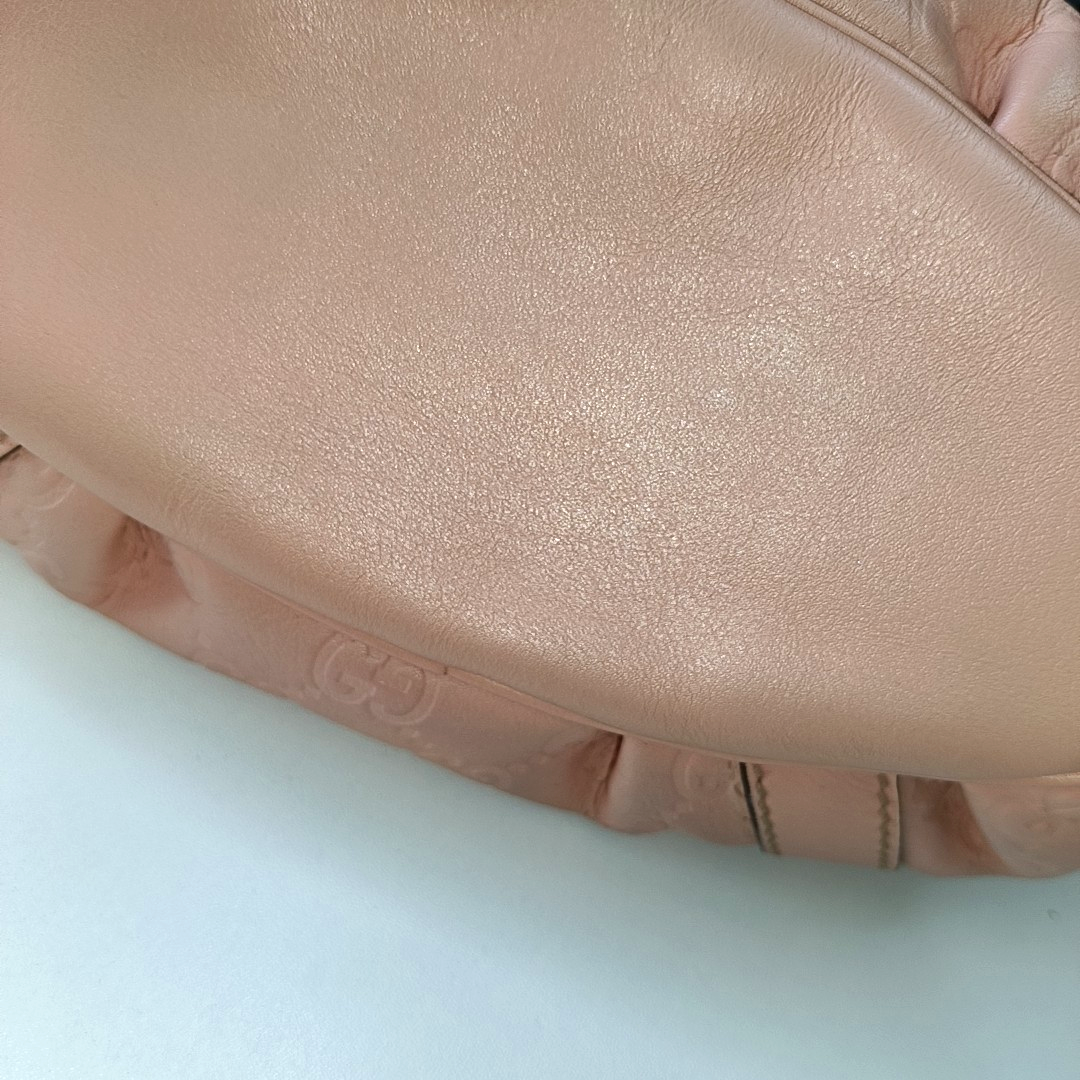 GUCCI D Gold Nude Pink Calfskin Monogrammed Tote Bag Single Shoulder Bag Golden hardware-(SKU)-13640994