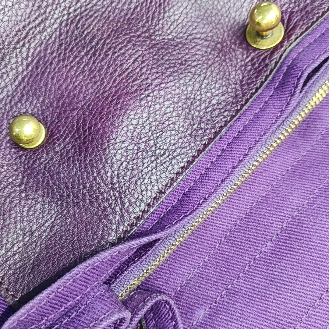 YSL MUSE TWO Purple Leather Tote Golden hardware-(SKU)-954560346