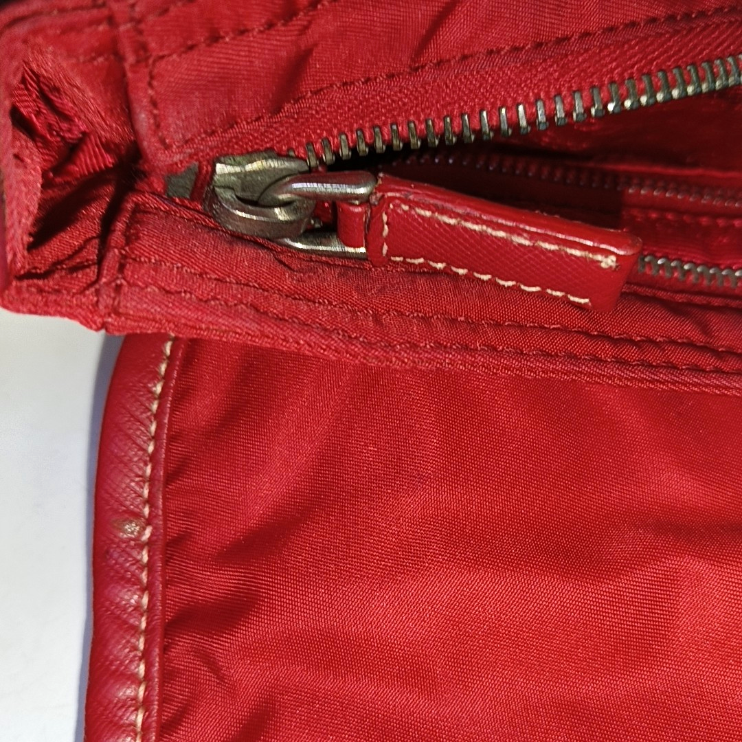 PRADA Red Nylon Single Shoulder Bag Silver Hardware Removable shoulder strap-(SKU)-939884646