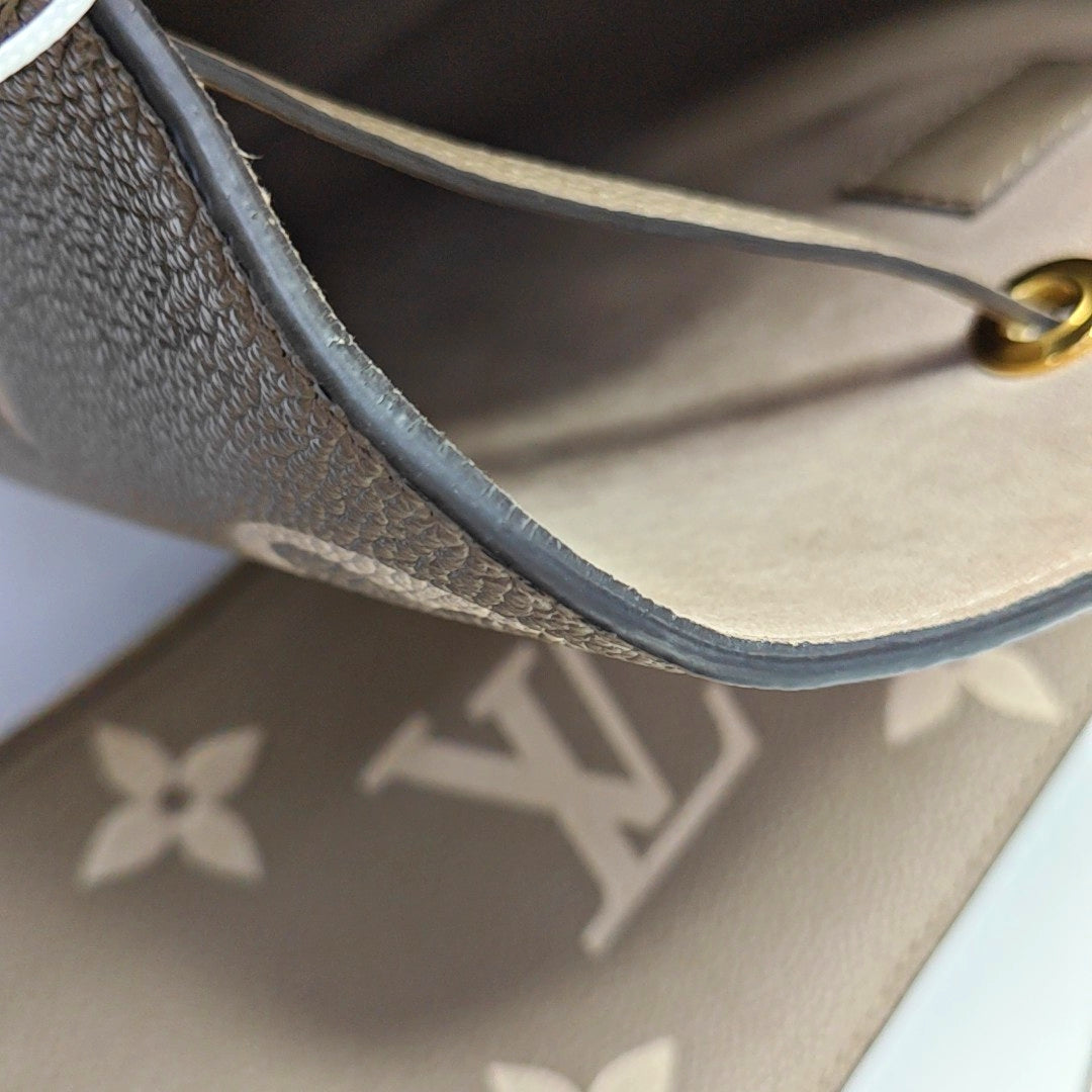 LOUIS VUITTON NÉONOÉ Medium Grey Calfskin Monogram Embossed Bucket Bag Shoulder Bag Tote Bag Crossbody Bag Gold Hardware 2 Removable Straps Pockets Included-(SKU)-969940644