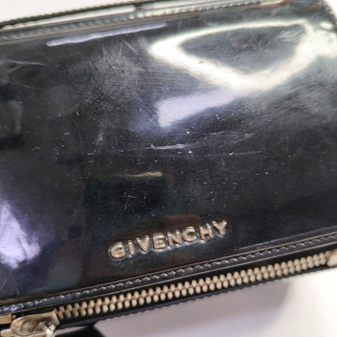 GIVENCHY Pandora Black Leather Crossbody Bag Single Shoulder Bag Silver Hardware Removable shoulder strap-(SKU)-946136707