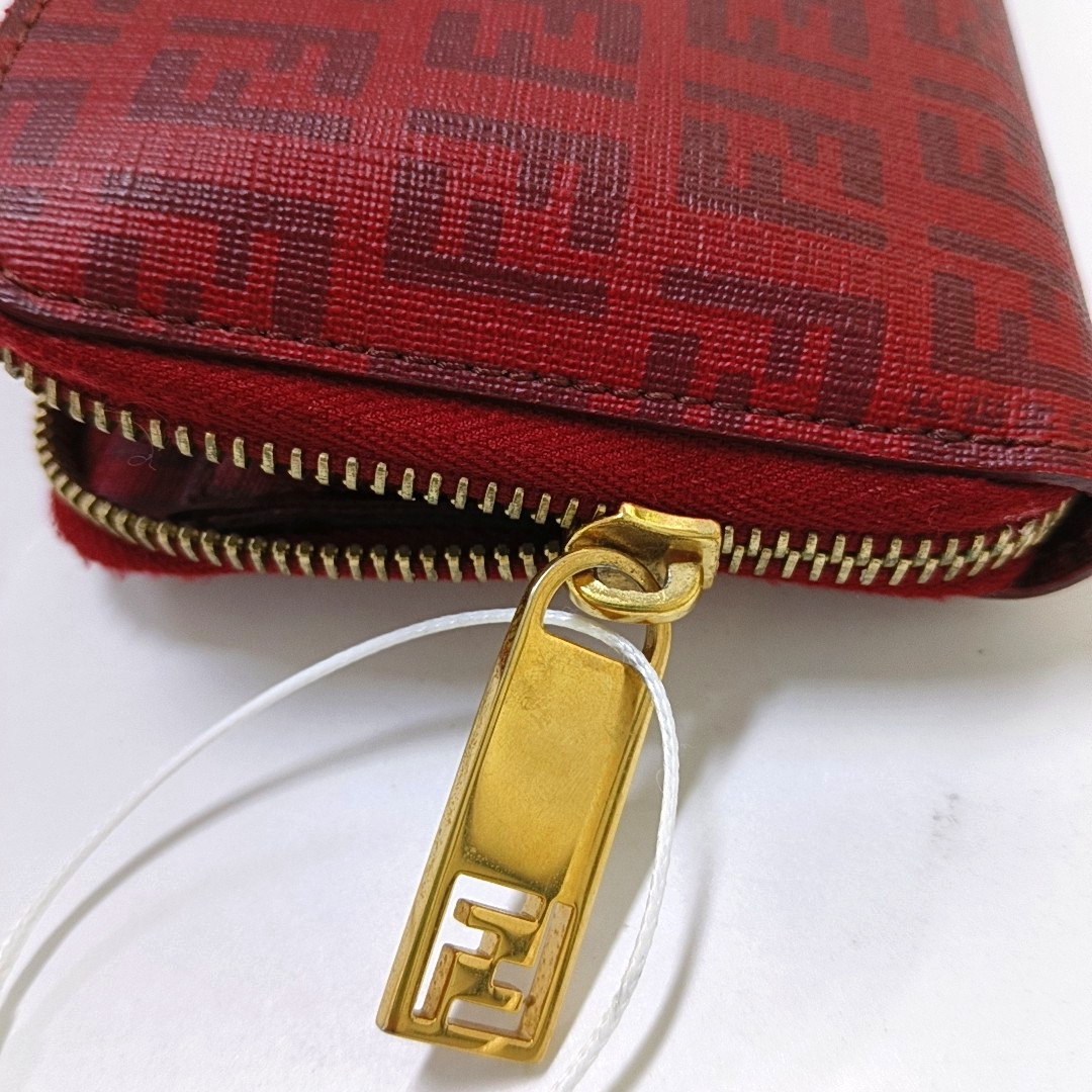 FENDI 红色牛皮双F钱包 Golden hardware-(SKU)-944924331