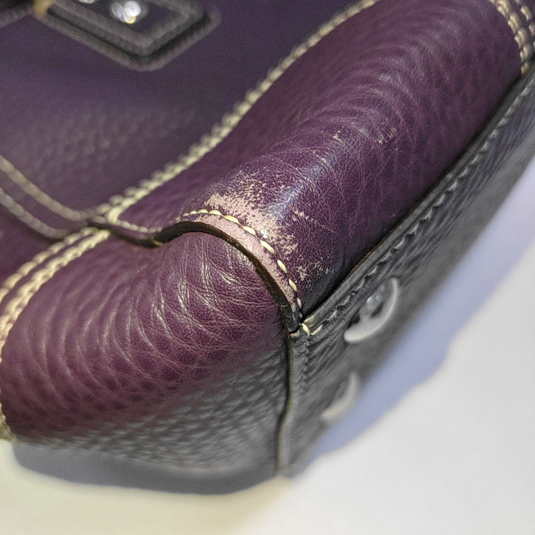 COACH Tote bag Purple Leather Handbag Silver Hardware-(SKU)-938235909