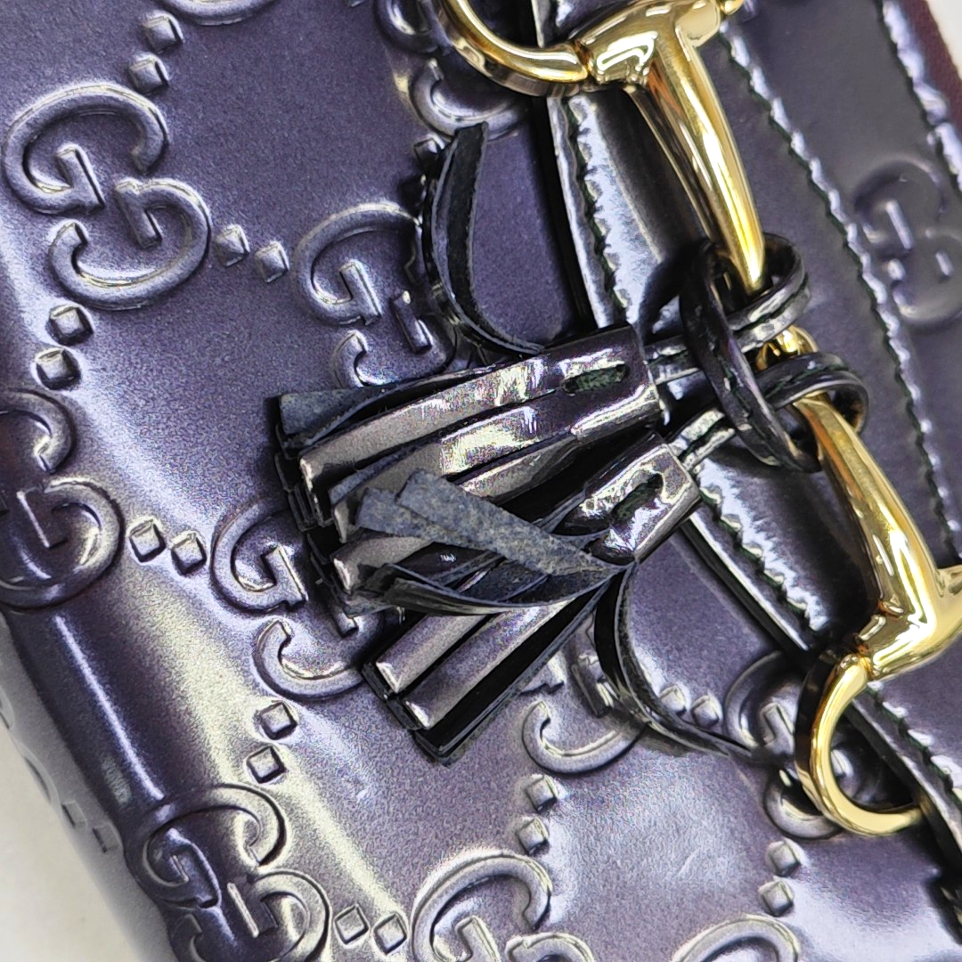 GUCCI Purple Cowhide Monogram Embossed Wallet Golden hardware-(SKU)-947213234