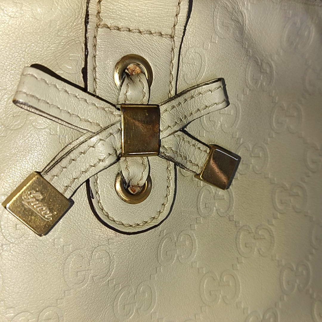 GUCCI Beige cowhide monogram handbag single shoulder bag Golden hardware-(SKU)-937625494