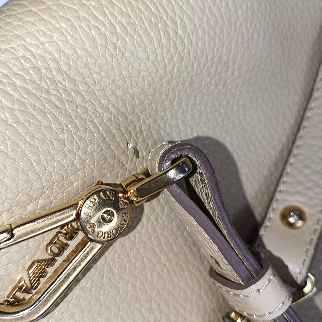 EMPORIO ARMANI Khaki Calf Leather Crossbody Shoulder Bag Golden hardware Removable shoulder strap-(SKU)-933628444